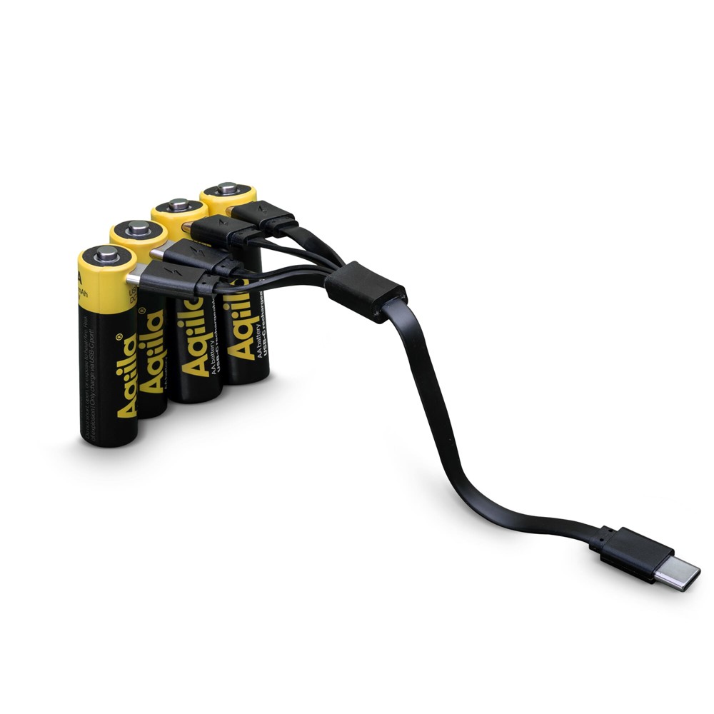 Aqiila wiederaufladbare USB-C-Batterien AA 2000 mAh, 4er-Pack